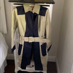 Tory Burch Black and khaki cotton trenchcoat